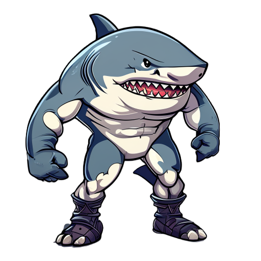 shark with strong human legs