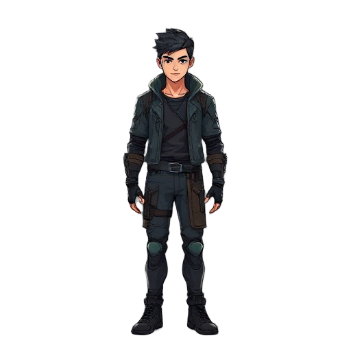 base male character model in a dystopian cyberpunk high fantasy world.
