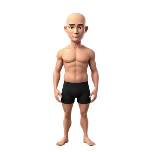 base bald male character model wearing only black boxers with a featureless face.