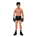 base male character model wearing black boxers in a dystopian cyberpunk high fantasy world.