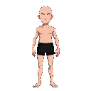 base bald male character model wearing only black boxers with a featureless face.