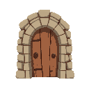 wooden door with stone arch 
