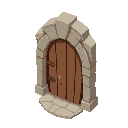 wooden door with stone arch 