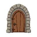 wooden door with stone arch 