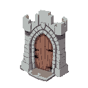 castle door with stone arch for sidescroller view