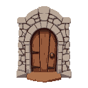 wooden door with stone arch for 2d game sidescroller