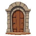 wooden door with stone arch for 2d game sidescroller