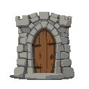 door for castle, with stone arch for sidescroller view, side view