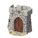 castle door with stone arch for sidescroller view