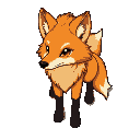 chibi-style maned wolf (canis chrysocyon), inspired by snes graphics (retro 16-bit aesthetic). cute proportions with a large head, small body, and distinct features: orange-red fur, black legs,