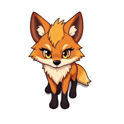 chibi-style maned wolf (canis chrysocyon), inspired by snes graphics (retro 16-bit aesthetic). cute proportions with a large head, small body, and distinct features: orange-red fur, black legs,