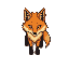 chibi-style maned wolf (canis chrysocyon), inspired by snes graphics (retro 16-bit aesthetic). cute proportions with a large head, small body, and distinct features: orange-red fur, black legs,