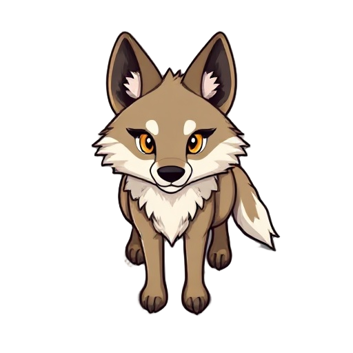 chibi-style maned wolf (canis chrysocyon), inspired by snes graphics (retro 16-bit aesthetic). cute proportions with a large head, small body
