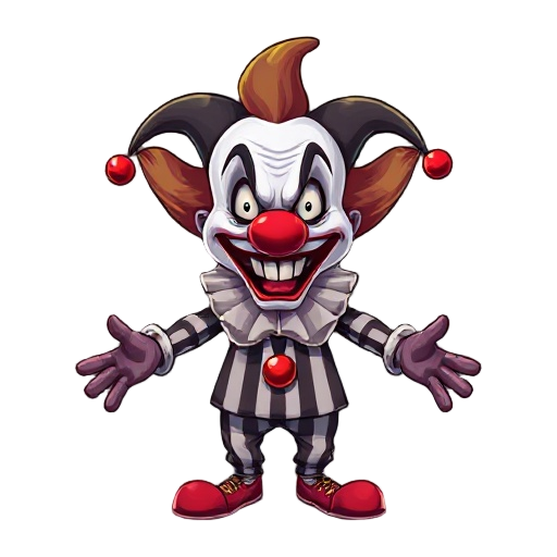 a funny and sinister clown