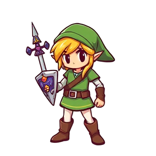 guerreiro, colorido tipo zelda,andando