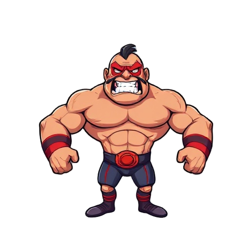 luchador musculoso con cinta roja