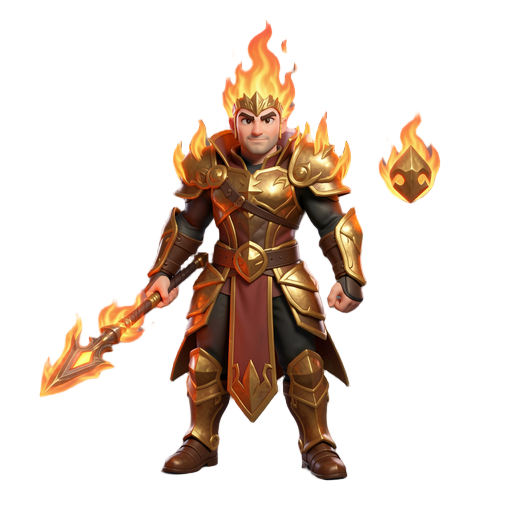 um personagem baseado no elemento fogo. estilo guerreiro com mago
