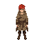 wonderer, dressed so he could withstand desert environment. wearing open cloak, no hoodie. red hair.