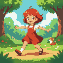 ghibli, cute, child, girl, short, playing, anime, red hair, short hair