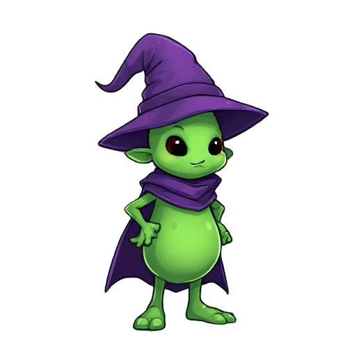 slime mage with a purple cloat and wizard hat.