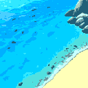 ocean water texture. deep water and shallow side close to the island shore. 
