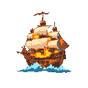 a pirate ship exploding 