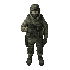 a soldier in camo clothing holding a pistol