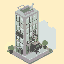 office tile similar to sim tower. think 200px wide by 30px tall. retro pixel art. tiny side-view office in a tower game