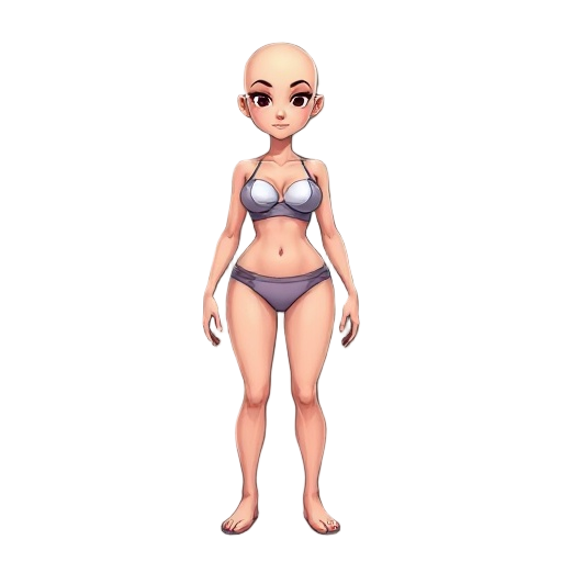 bald woman with underwear