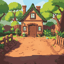 dirtroad, house, garden, entrance