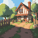 dirtroad, house, garden, entrance
