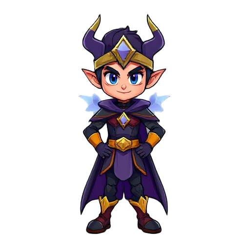 magical, colorful, cartoon, dark style, hero
