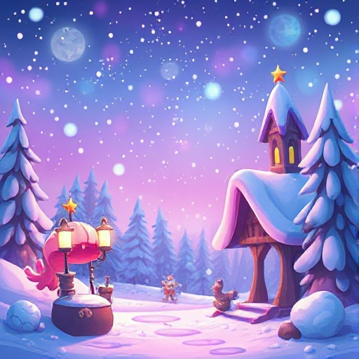 magical, colorful, cartoon, snowy background picture