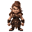 a female dwarven barbarian wearing loin cloth clothing. she has an angry expression and tattoos