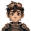 an asian human fantasy artificer or tinkerer. they are wearing light armor and steampunk goggles on their head