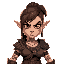 a female dwarven barbarian wearing tribal clothing. she has an angry expression and tattoos