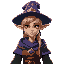 a female elven fantasy mage wearing colorful robes and a pointy wizard hat