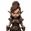 a female gnome barbarian no armor and just the least clothing. she has an angry expression and tattoos