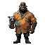 a large, bald muscular black man wearing a colorful ubuttoned ripped hawiian shirt and a grey racoon puppet on his right hand.