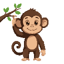cute monkey made of shadows, hanging from a branch by his tail. suitable for a creature collection game.