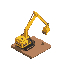 a small excavator, from an isometric view with nothing beneath it