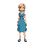  woman with blond hair and blue dress