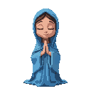 mother mary dressed in blue praying 