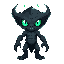 diseña un personaje llamado "orrak". es un descendiente mutado de humanos que vive en un mundo subterráneo oscuro. tiene piel gris oscura con textura áspera, ojos grandes y brillantes con bioluminiscencia color cian, y rasgos ligeramente alargados y angul