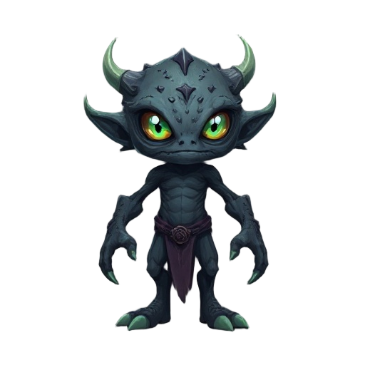 diseña un personaje llamado "orrak". es un descendiente mutado de humanos que vive en un mundo subterráneo oscuro. tiene piel gris oscura con textura áspera, ojos grandes y brillantes con bioluminiscencia color cian, y rasgos ligeramente alargados y angul
