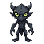 diseña un personaje llamado "orrak". es un descendiente mutado de humanos que vive en un mundo subterráneo oscuro. tiene piel gris oscura con textura áspera, ojos grandes y brillantes con bioluminiscencia color cian, y rasgos ligeramente alargados y angul