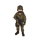 border inspector, simple colors, gun in hand