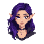 female stylepunk black and purple elf