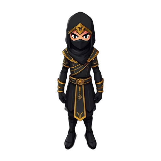 egyptian ninja in black and gold clothing