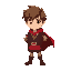 a hero with brown hair and a red cape